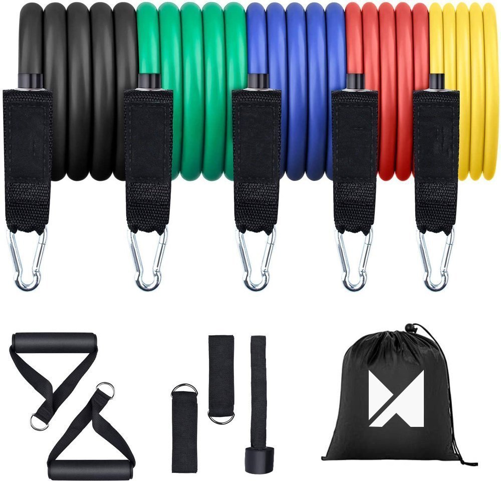 Wozinsky Resistance Bands Σετ 11 τεμαχίων με 5 Λάστιχα Γυμναστικής με χειρολαβή - WRTS5 - 01