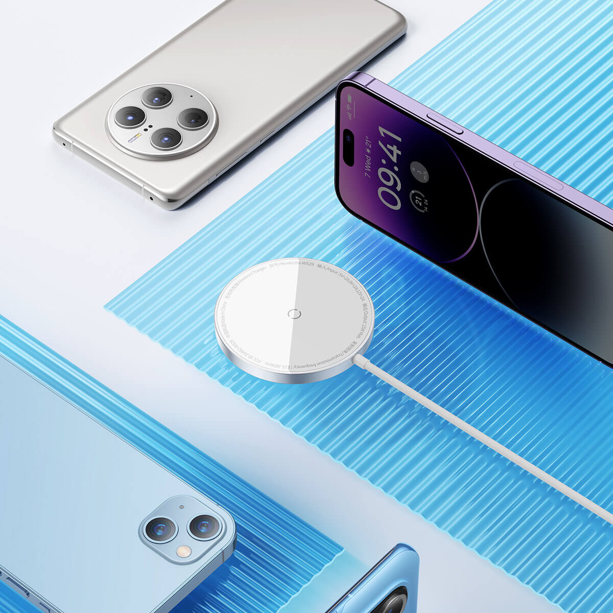 Baseus Simple Mini3 BS-W529 Ασύρματος Φορτιστής MagSafe με Καλώδιο Type-C 15W - Silver - CCJJ040012