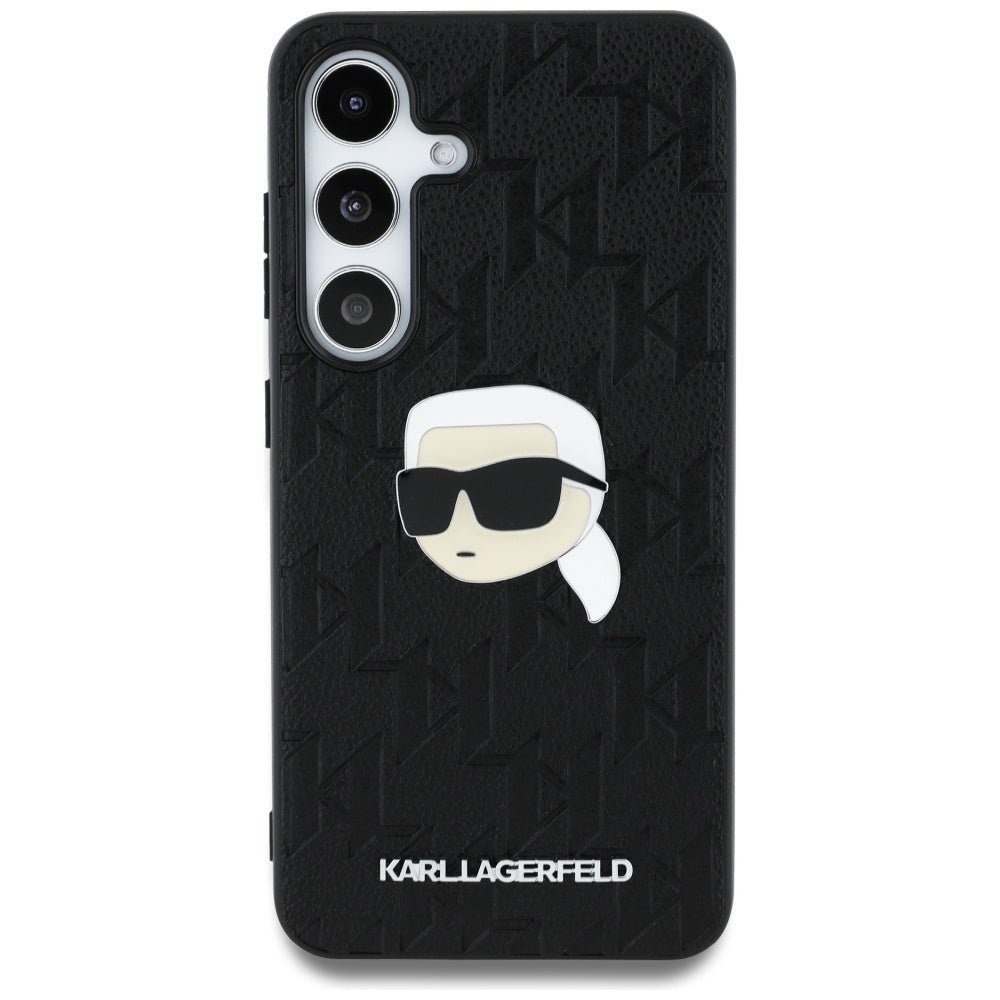 Karl Lagerfeld Samsung Galaxy S25 Plus - Monogram Karl Head Pin - Σκληρή Θήκη με Επένδυση Συνθετικού Δέρματος - Black - KLHCS25MPGKLKIPK
