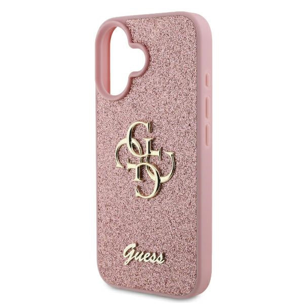 Guess iPhone 16 Plus - Fixed Glitter Big 4G - Σκληρή Θήκη με Πλαίσιο Σιλικόνης - Pink - GUHCP16MHG4SGP