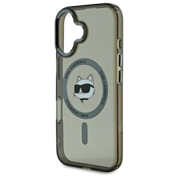 Karl Lagerfeld iPhone 16 - IML Metal Choupette Head - MagSafe Σκληρή Θήκη με Πλαίσιο Σιλικόνης - Black - KLHMP16SHLSCHK