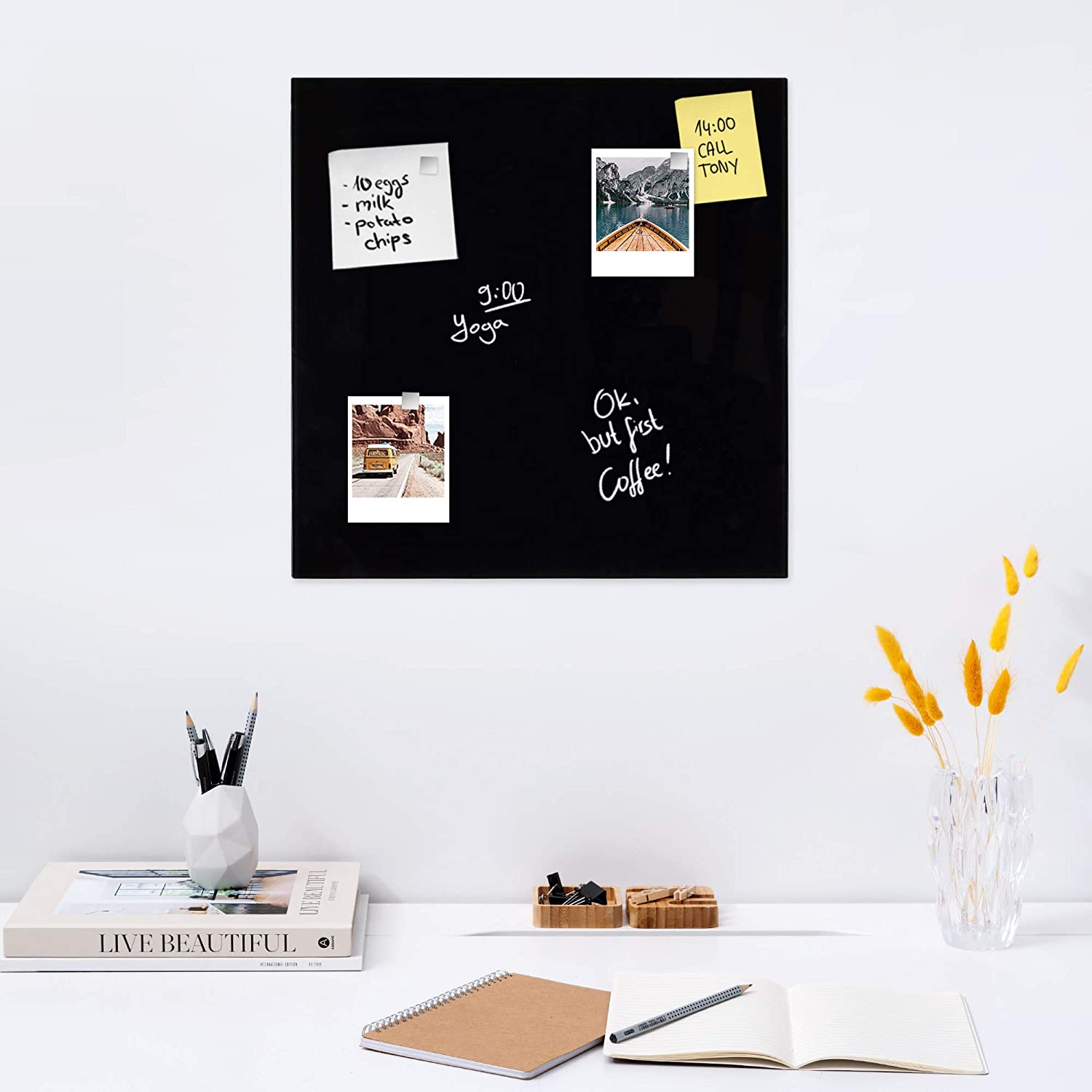 Navaris Μαγνητικός Γυάλινος Πίνακας - 48 x 48 cm - Black - 53111.01