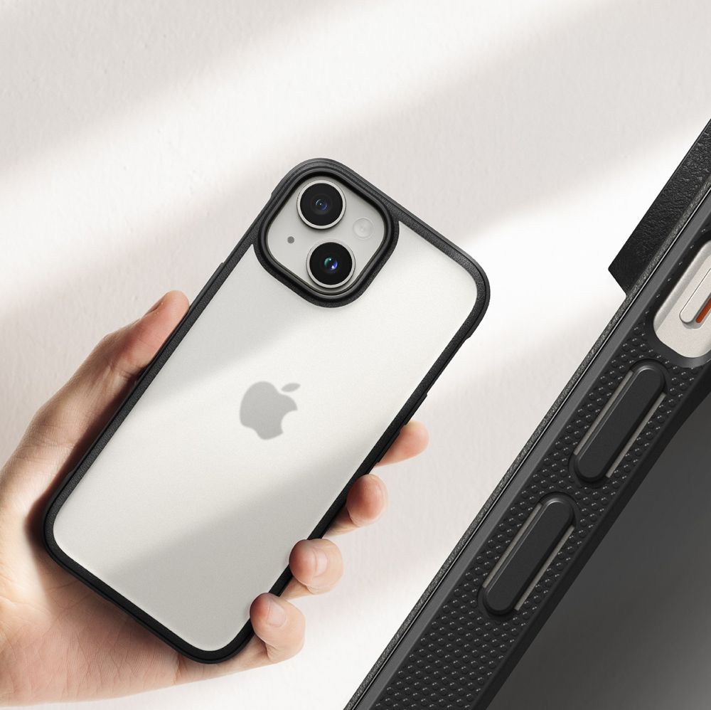 Ringke iPhone 15 Fusion Bold Σκληρή Θήκη με Πλαίσιο Σιλικόνης - Matte Black / Ημιδιάφανη