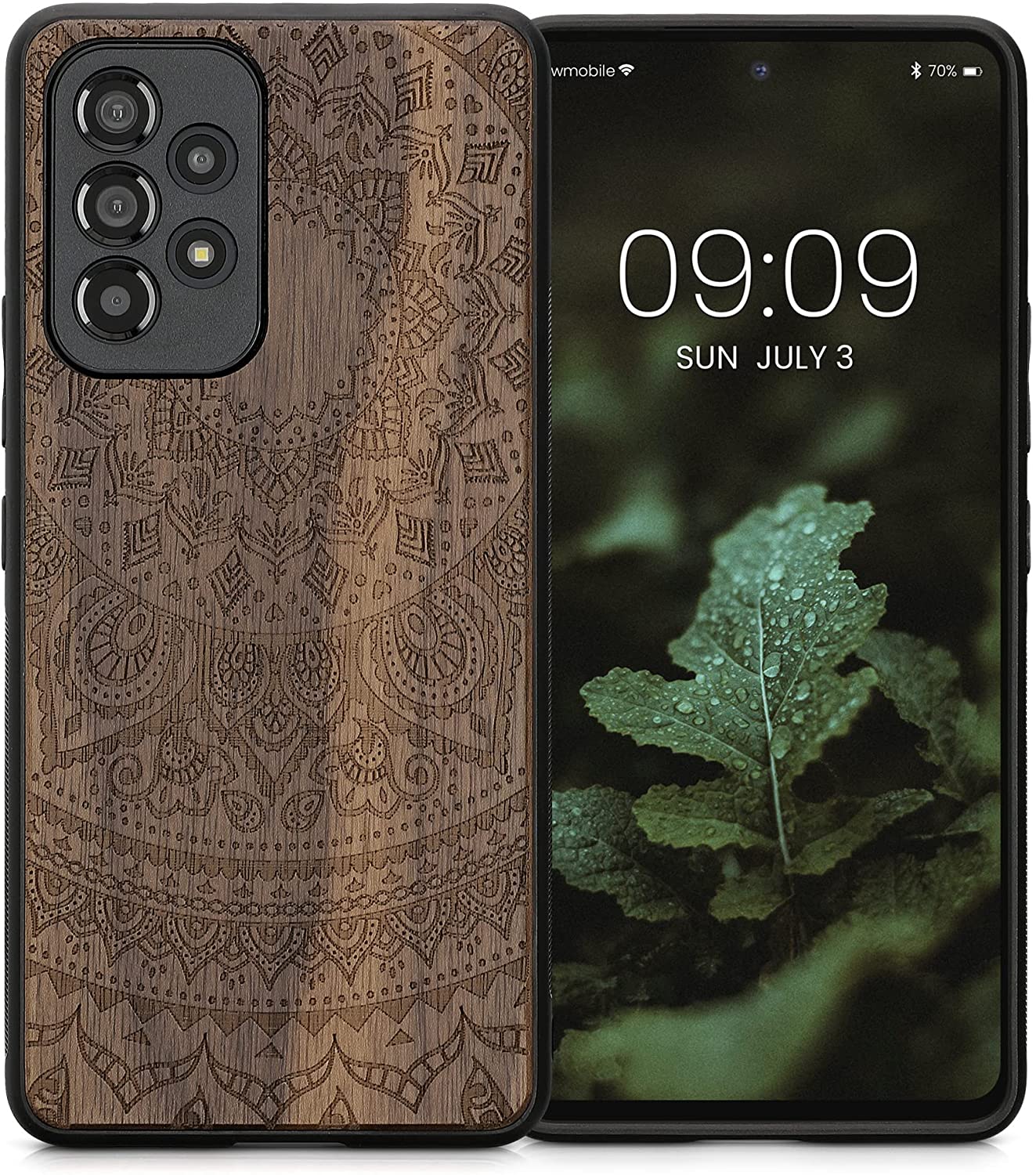 KW Samsung Galaxy A53 5G Θήκη από Φυσικό Ξύλο Design Indian Sun - Dark Brown - 58317.03