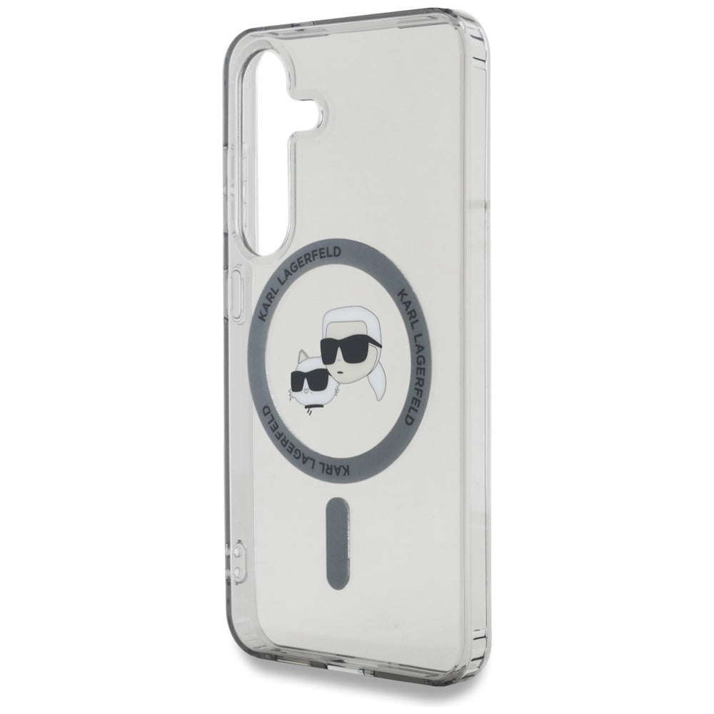 Karl Lagerfeld Samsung Galaxy S25 Plus - Button Karl and Choupette Heads Printed Logo - MagSafe Σκληρή Θήκη με Πλαίσιο Σιλικόνης - Black - KLHMS25MHLSKCK