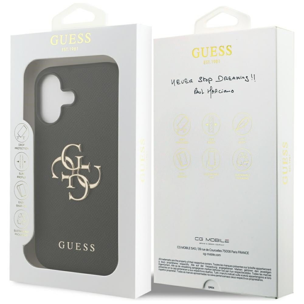 Guess iPhone 17 - Grained Big 4G and Classic Logo - Σκληρή Θήκη με Επένδυση από Οικολογικό Δέρμα - Black - GUHCP17SPGT4MBK