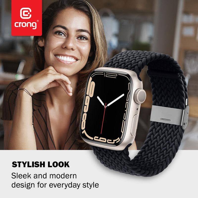 Crong Λουράκι Apple Watch 4/5/6/7/8/9/10/11 - SE (1/2/3) - ULTRA (1/2/3) - 44/45/46/49mm Wave Band - Graphite