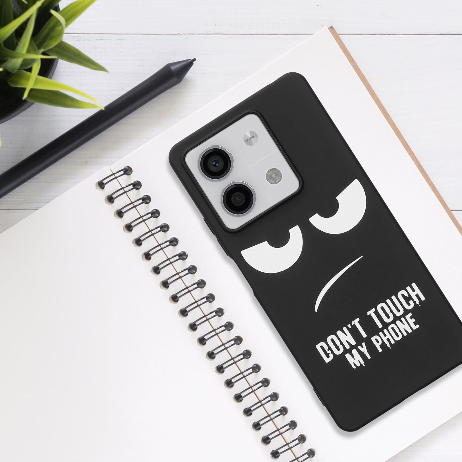 KW Xiaomi Redmi Note 13 5G Λεπτή Θήκη Σιλικόνης TPU - Design Don't Touch My Phone - Black / White