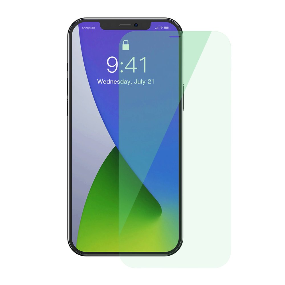 Baseus iPhone 12 Pro Max 0.15mm Eye Protection Full Screen Αντιχαρακτικό Γυαλί Οθόνης - 2 Τεμάχια - Green Light / Clear - SGAPIPH67N-LQ02