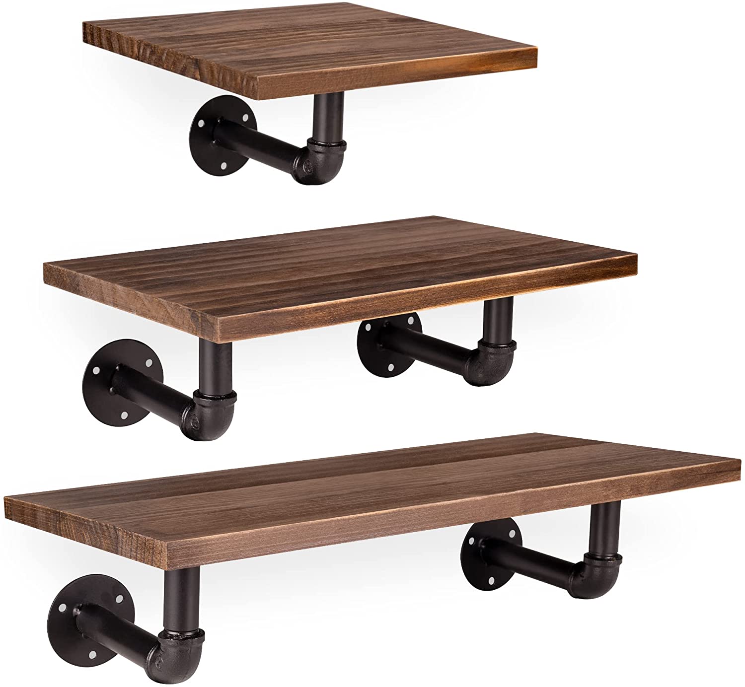 Navaris Σετ 3 Ράφια Διαφορετικού Μεγέθους με Βάση - Dark Brown - 50683.2.18