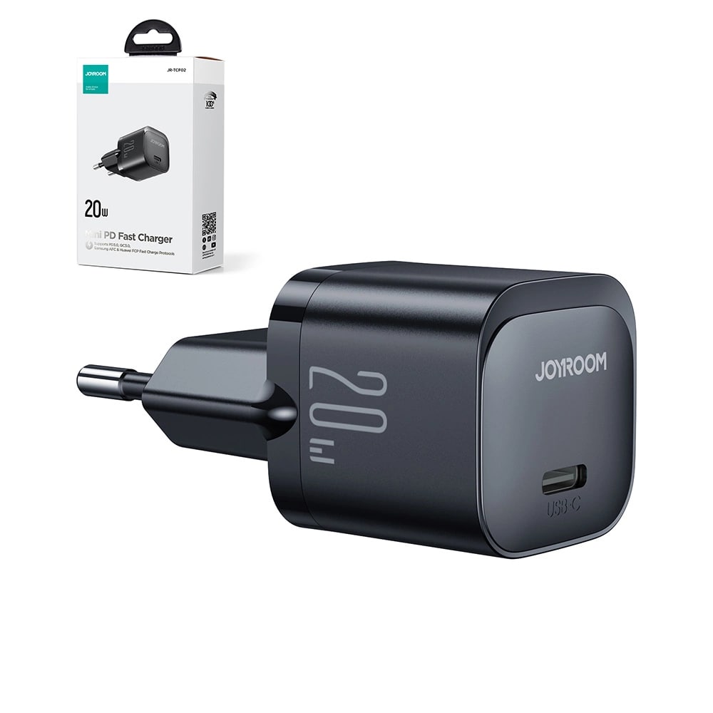 Joyroom Mini PD 20W Οικιακός Φορτιστής Γρήγορης Φόρτισης με Θύρα Type-C - Black - JR-TCF02