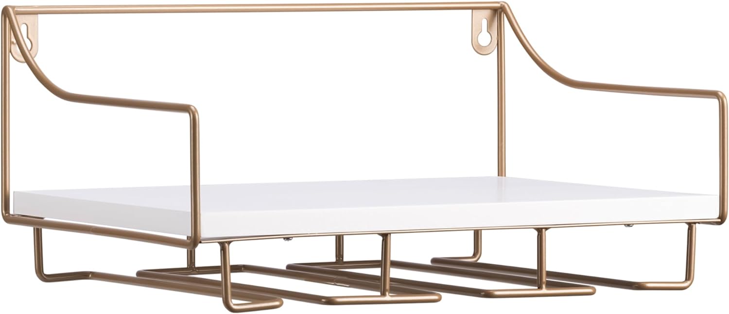 Navaris Ράφι Κουζίνας με Βάση για Ποτήρια - 30 x 22 x 15 cm - Gold / White - 60359.01