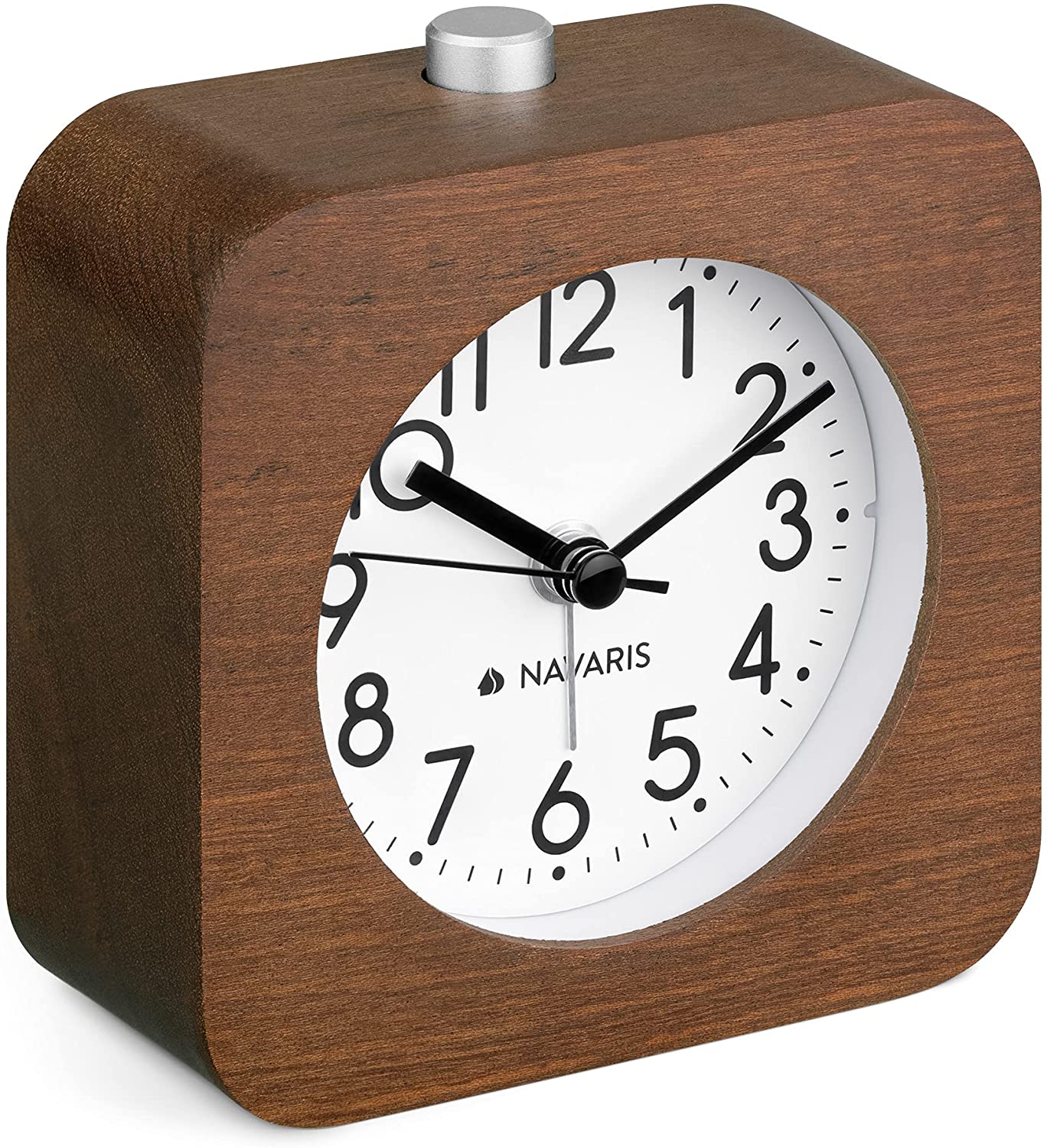 Navaris Αναλογικό Επιτραπέζιο Ρολόι και Ξυπνητήρι - Design Retro Square - Dark Brown - 54264.18.02