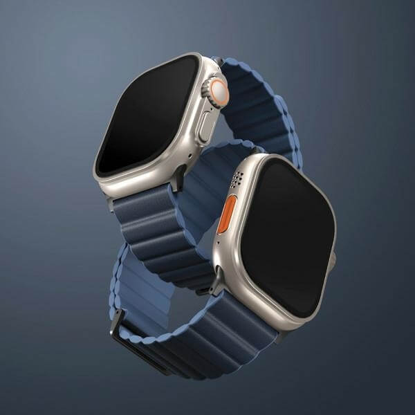 Uniq Λουράκι Apple Watch 2 / 3 / 4 / 5 / 6 / 7 / 8 / 9 / SE / ULTRA / Ultra 2 - 42 / 44 / 45 / 49 mm Revix Premium Μαγνητικό Σιλικόνης Διπλής Όψης - Blue