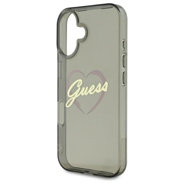 Guess iPhone 16 - IML Heart - Σκληρή Θήκη με Πλαίσιο Σιλικόνης - Black - GUHCP16SHCHGSPK