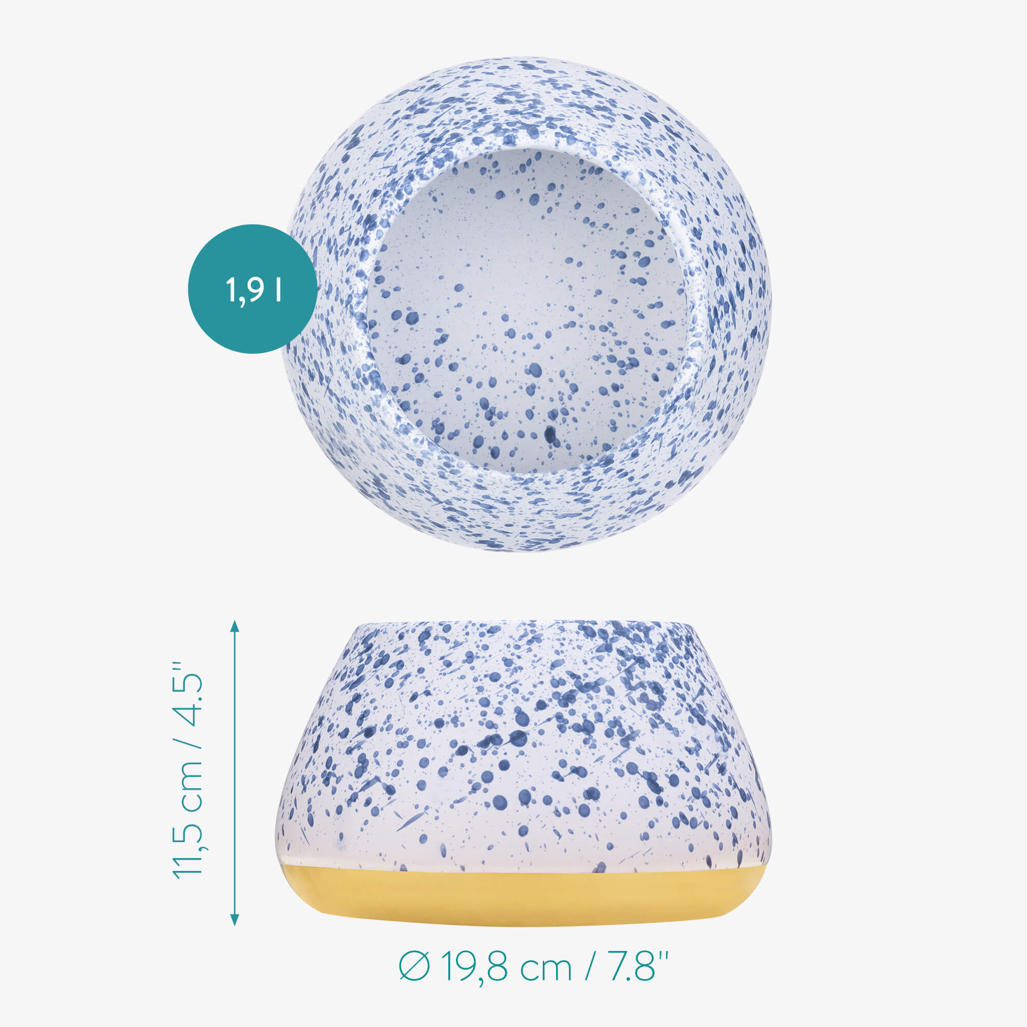 Navaris Μπολ Φαγητού και Νερού για Κατοικίδια - 1.9L - White / Blue - 56612.02