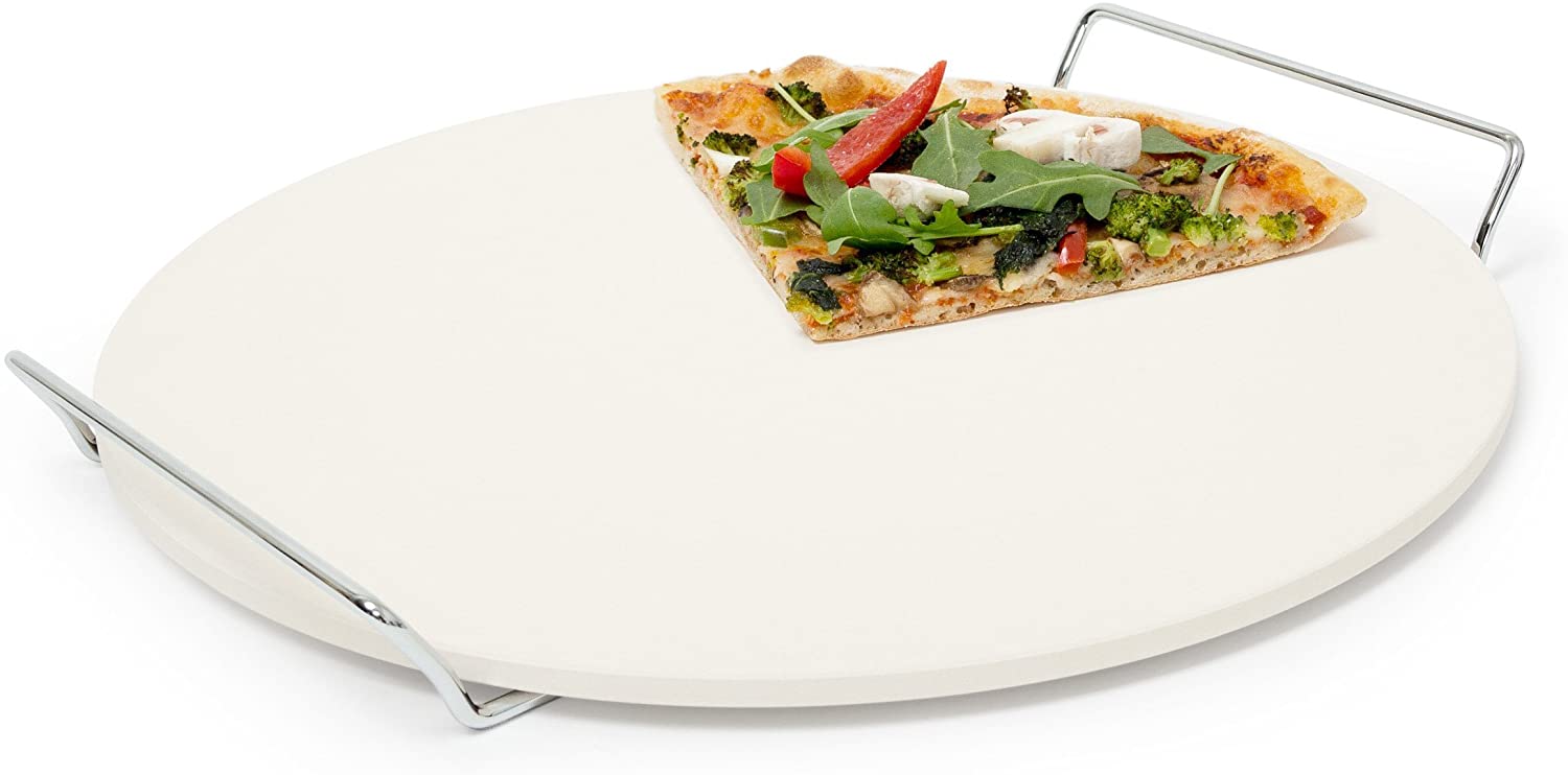 Relaxdays Πέτρα Ψησίματος για Πίτσα με Λαβές - Beige - 4052025193386