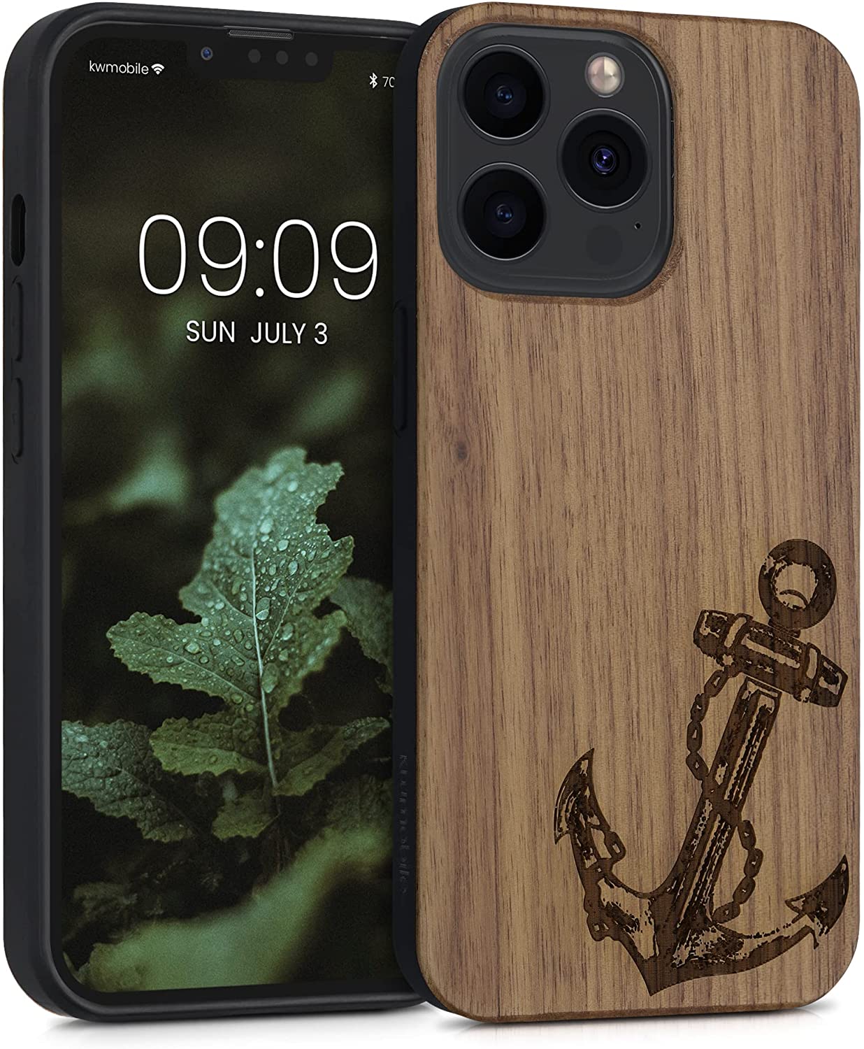 KW iPhone 13 Pro Θήκη από Φυσικό Ξύλο Design Anchor Vintage - Dark Brown - 55967.04