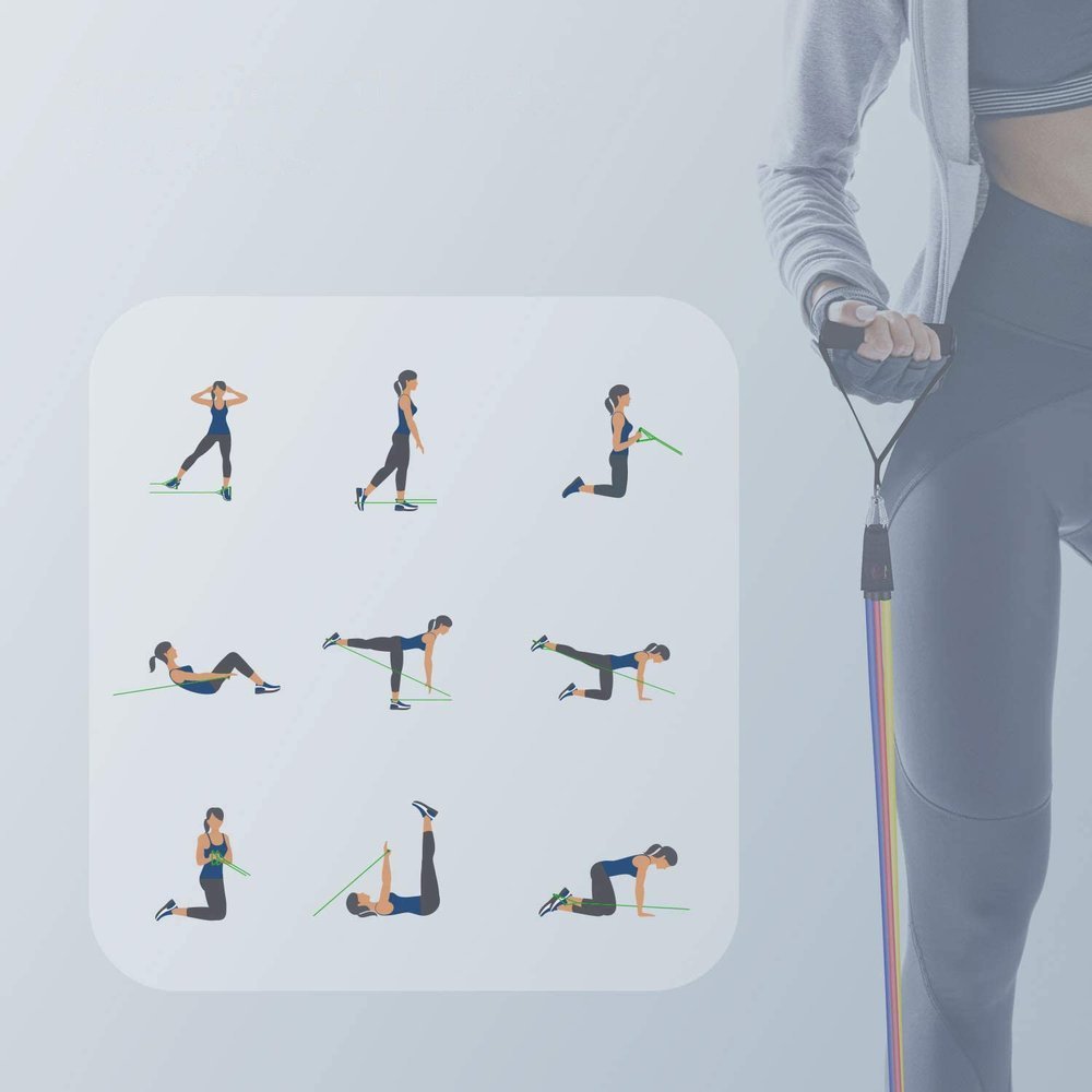 Wozinsky Resistance Bands Σετ 11 τεμαχίων με 5 Λάστιχα Γυμναστικής με χειρολαβή - WRTS5 - 01