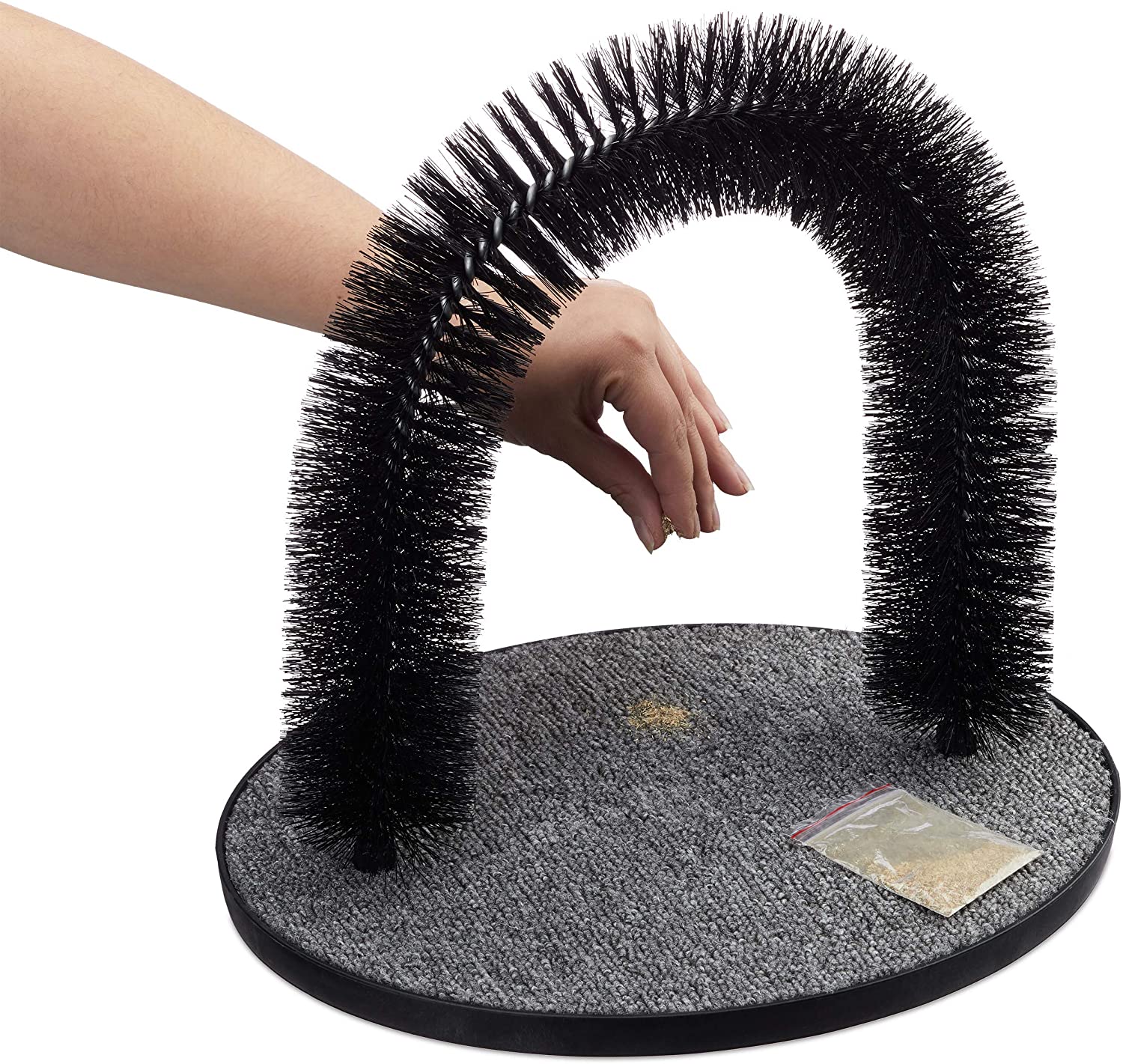 Relaxdays Αψίδα Περιποίησης και Μασάζ για Γάτες - 38 x 36 x 28,5 cm - Black - 4052025239596