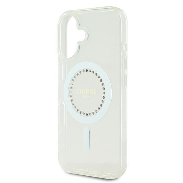 Guess iPhone 16 - IML Rhinestones - MagSafe Σκληρή Θήκη με Πλαίσιο Σιλικόνης - White - GUHMP16SPFTDTEH