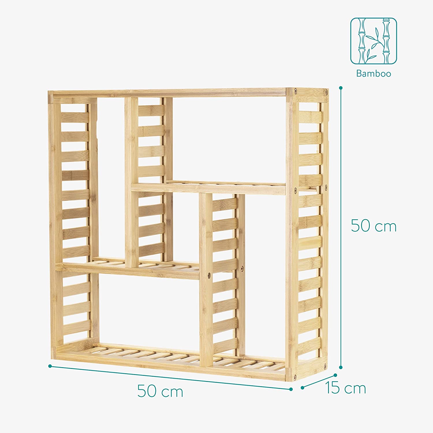 Navaris Ράφι Από Μπαμπού Για Στήριξη Στον Τοίχο - Light Brown - 52879.24