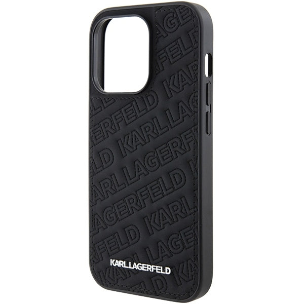 Karl Lagerfeld iPhone 15 Pro Max - Quilted K Pattern Θήκη με Επένδυση Συνθετικού Δέρματος - Black - KLHCP15XPQKPMK