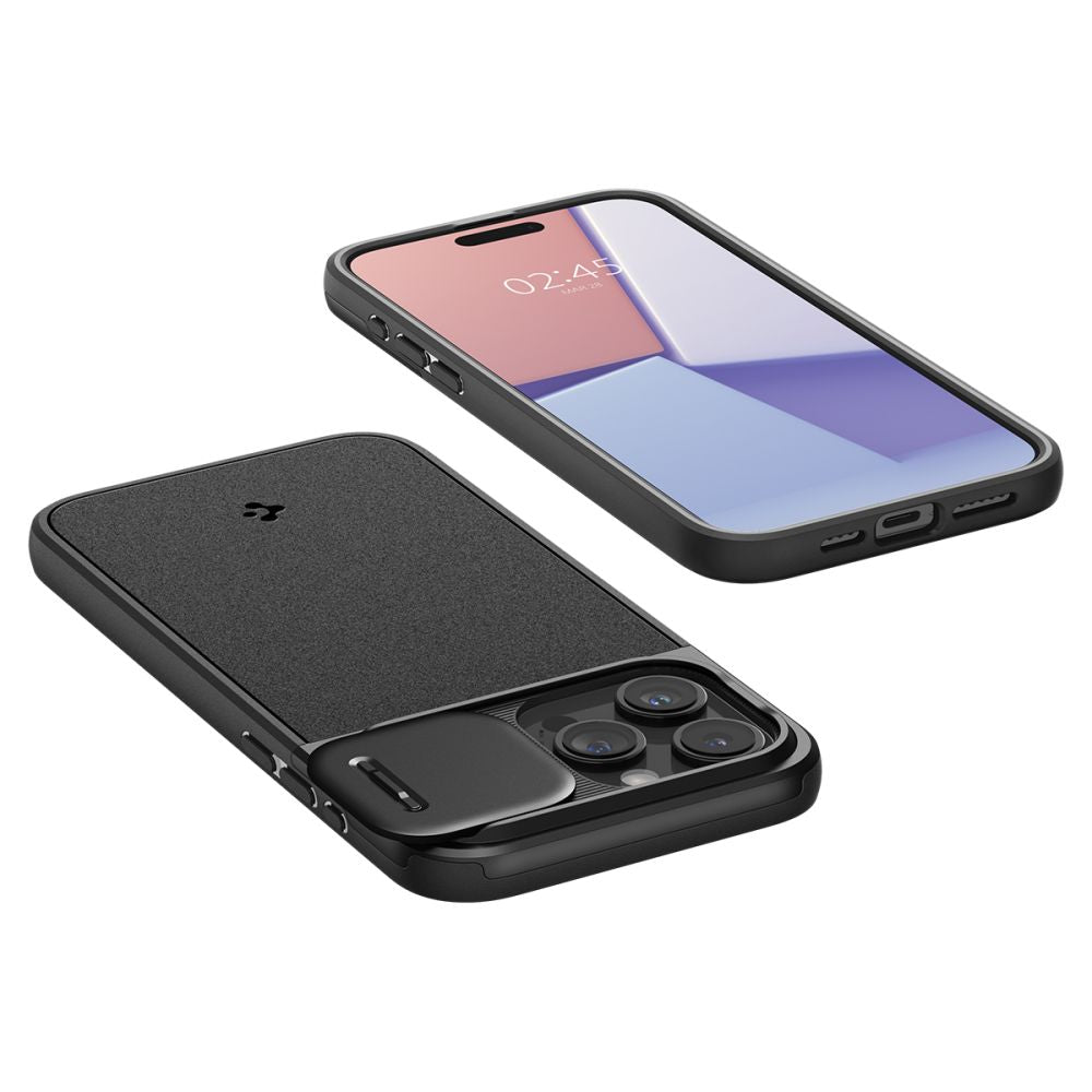 Spigen iPhone 15 Pro Optik Armor Mag Θήκη Σιλικόνης με Κάλυμμα για την Κάμερα και MagSafe - Black