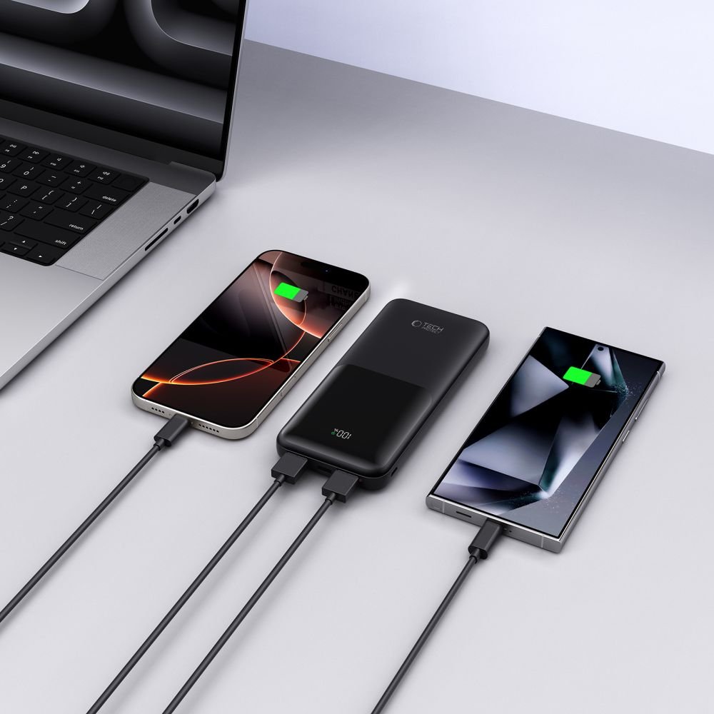 Tech - Protect PB01 - 22.5W Power Bank 10000mAh με 2 Θύρες USB και 1 Θύρα Type - C - Black