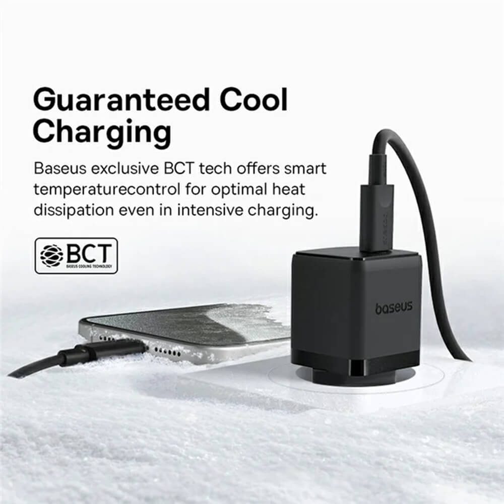 Baseus Palm Οικιακός Φορτιστής Γρήγορης Φόρτισης 20W με 1 Θύρα Type - C και Καλώδιο Type - C to Type - C - Cluster Black