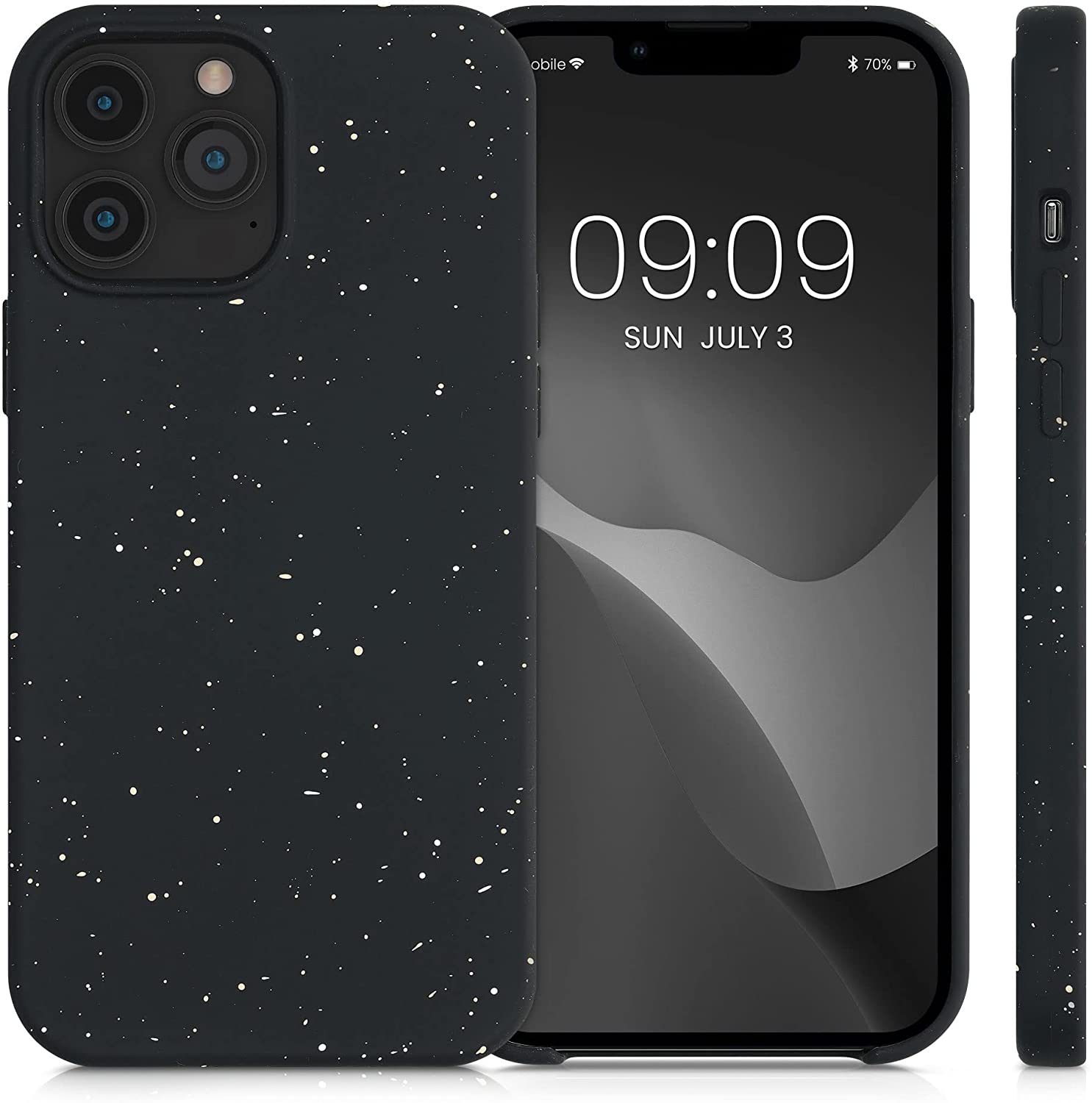 KW iPhone 13 Pro Max Θήκη Σιλικόνης Rubber TPU - Design Speckle - Black / White - 56884.01