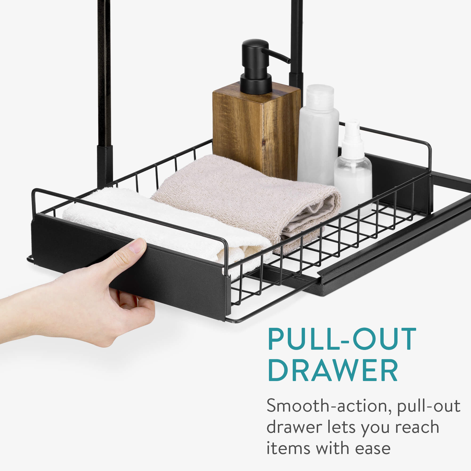 Navaris Μεταλλικό Ράφι με Συρτάρι - Black - 56667.01