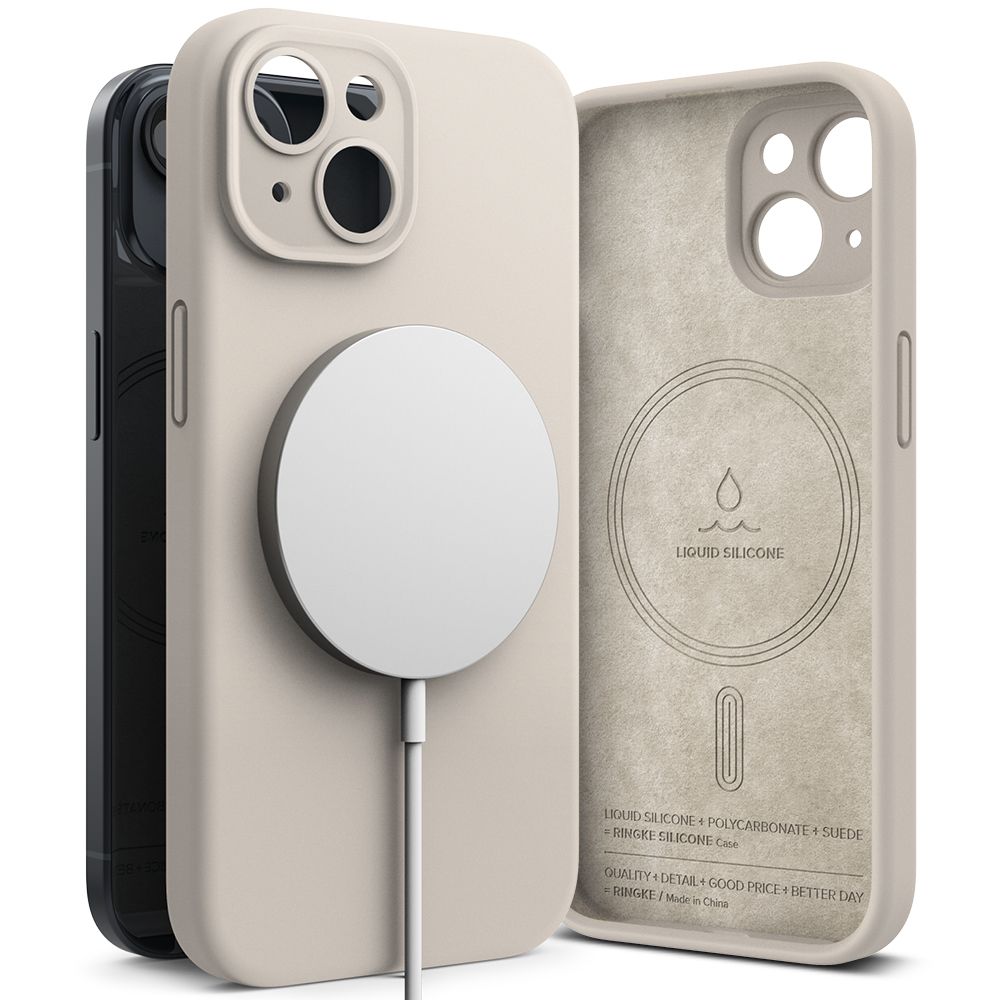 Ringke iPhone 15 Silicone Magnetic MagSafe Case Θήκη Σιλικόνης με MagSafe - Stone