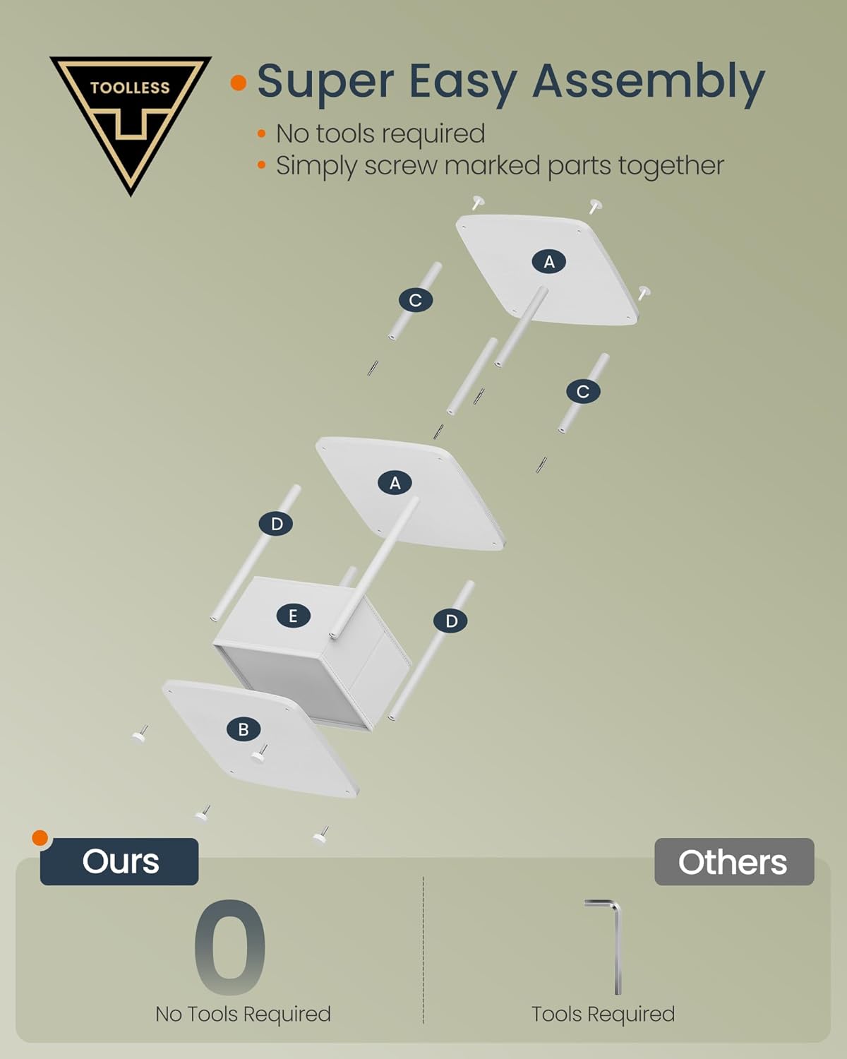 Songmics Βοηθητικό Τραπέζι με Υφασμάτινο Καλάθι - Snow White - LET286W01