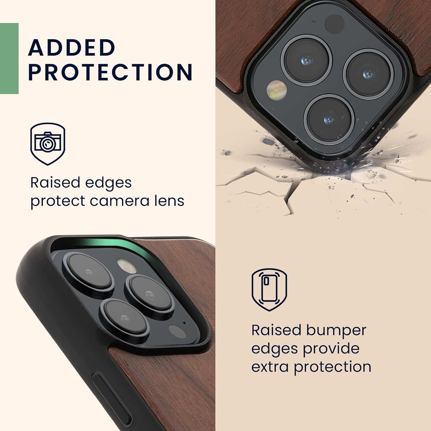 KW iPhone 15 Pro Max Θήκη από Φυσικό Ξύλο - Design Vintage Compass - Dark Brown