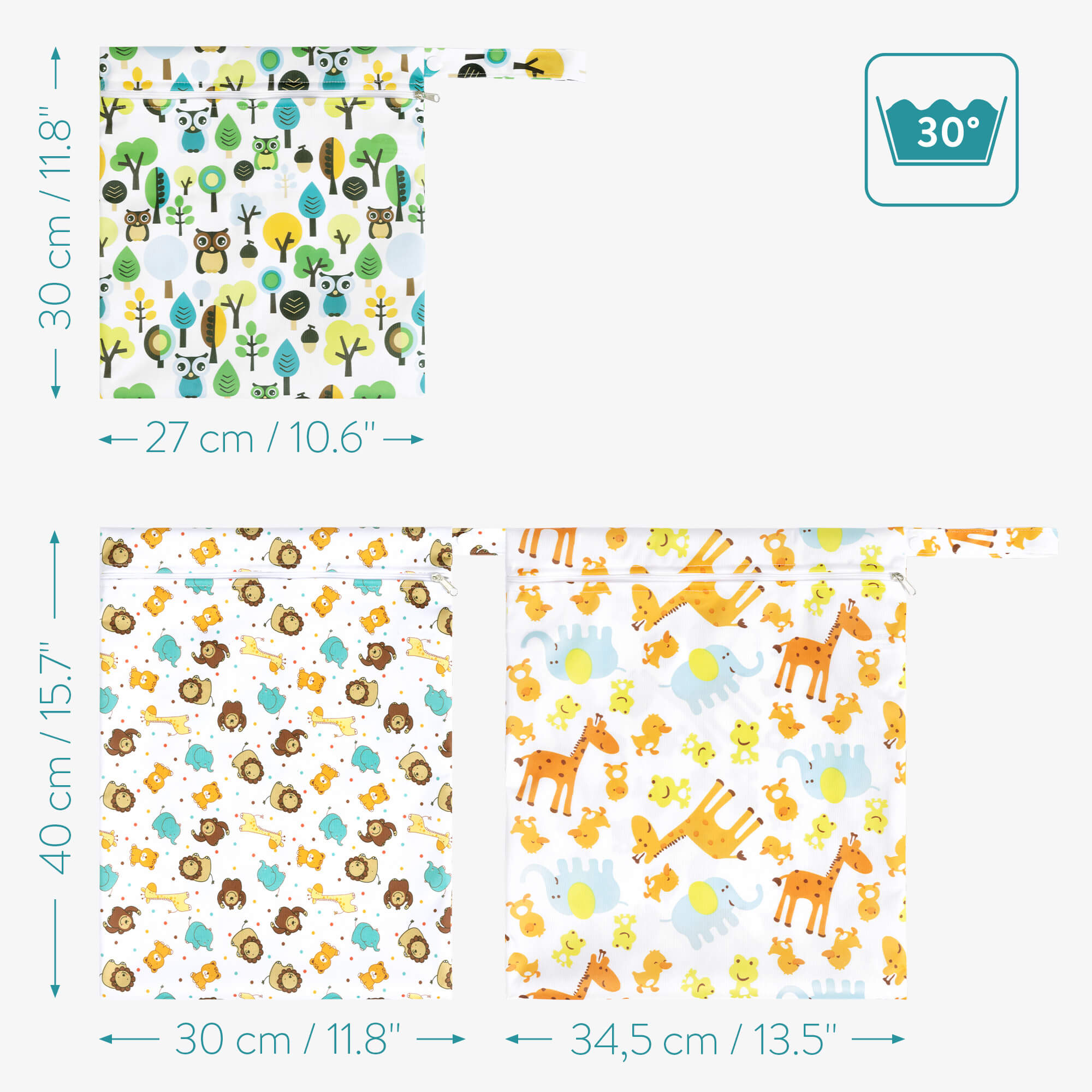 Navaris Σετ με 3 Τσάντες Αποθήκευσης για Πάνες - Design Animal - Multicolor - 56718.01