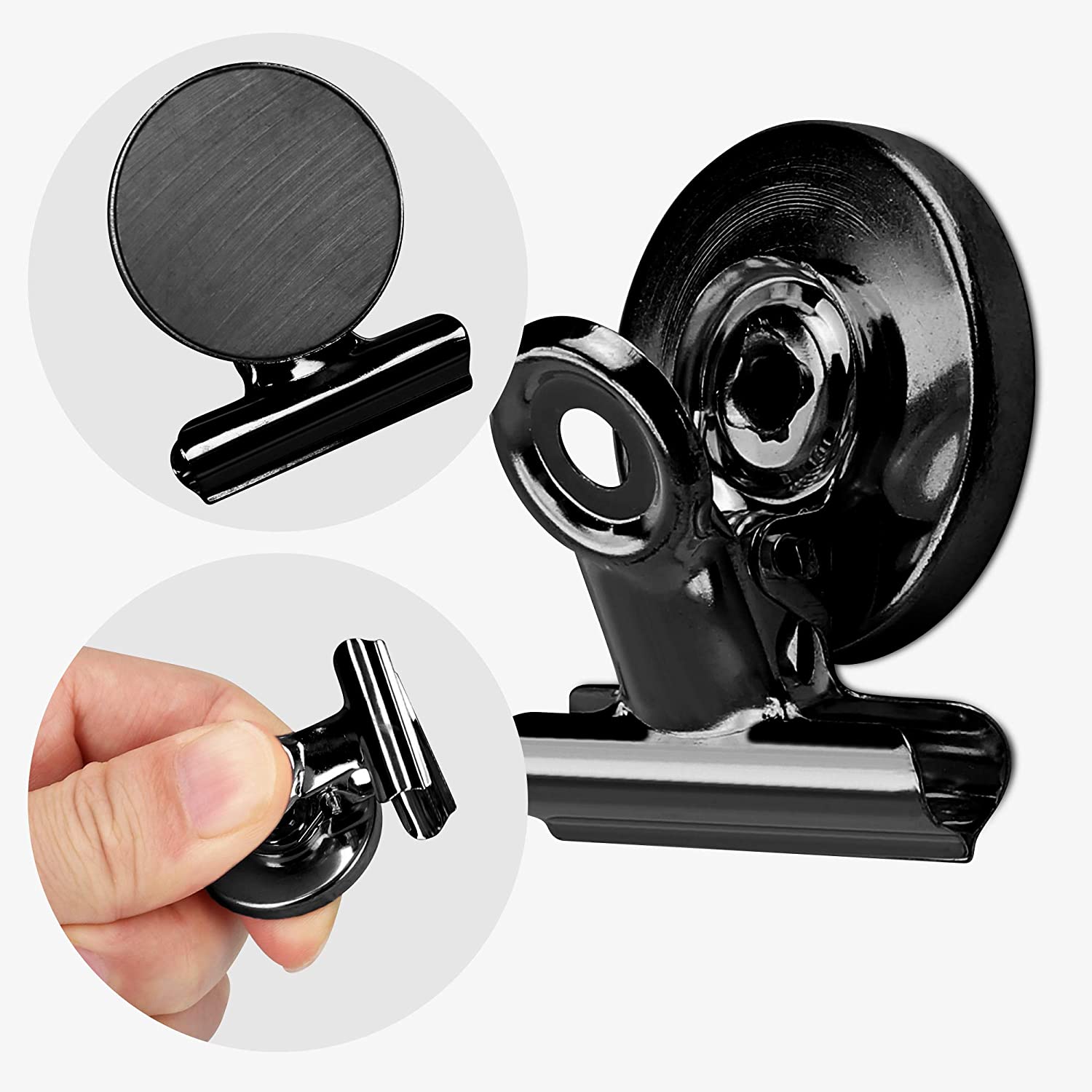 Navaris Μαγνητάκια για το Ψυγείο και για Πίνακα με Κλιπ - Σετ 15 τεμαχίων - Black - 48475.01.15