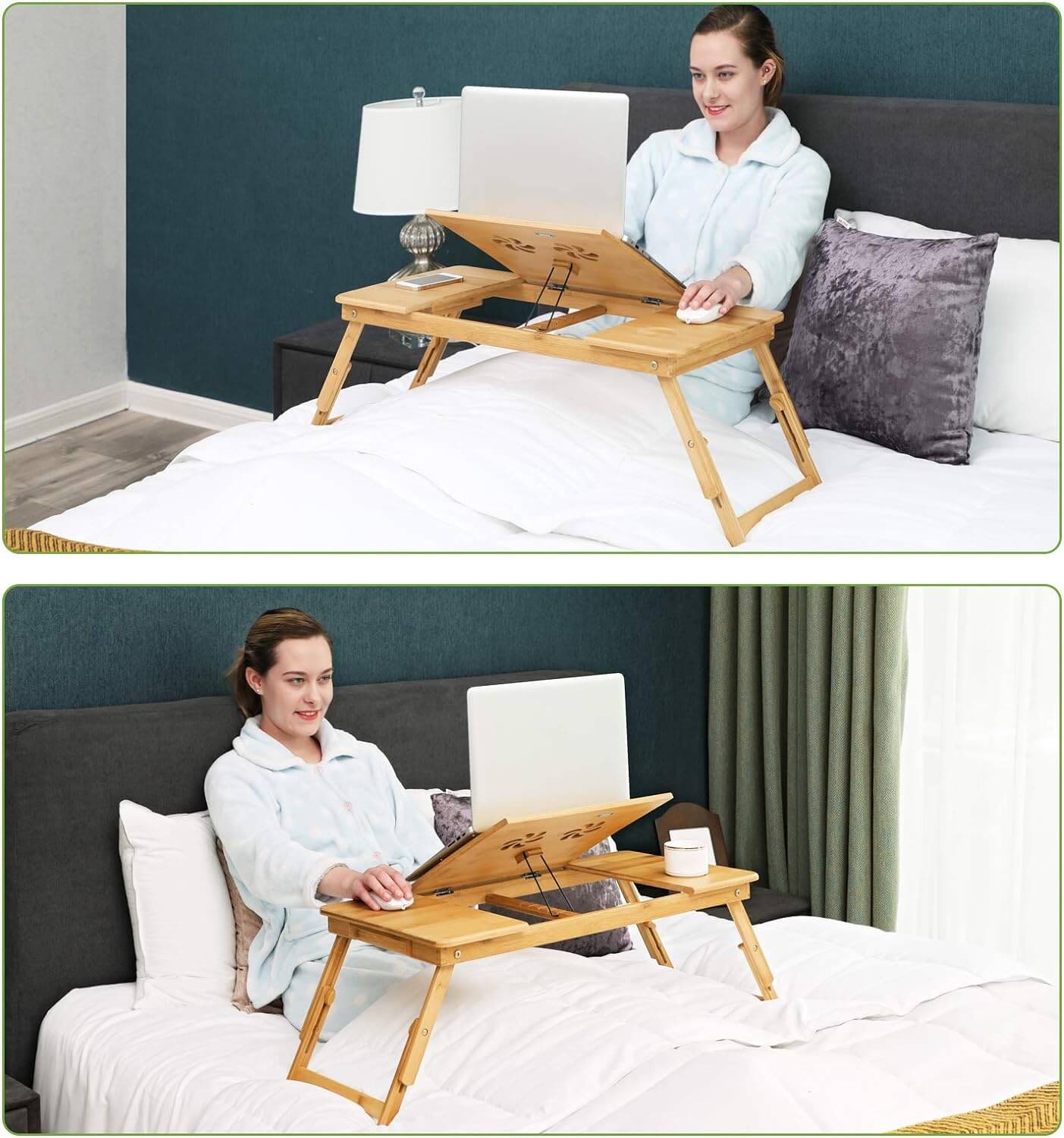 Songmics Τραπεζάκι για Φορητό Υπολογιστή με Πτυσσόμενη Βάση - Natural - LLD004