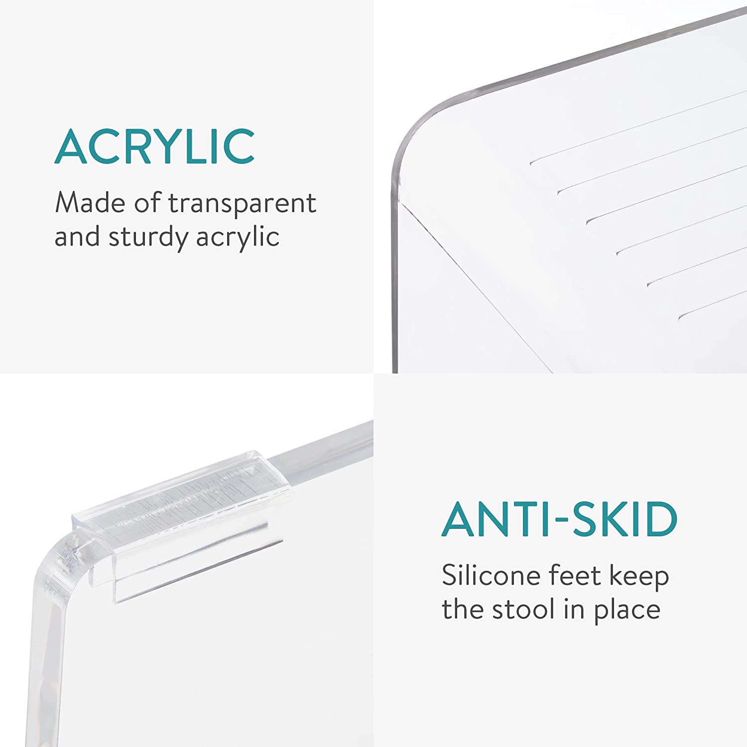 Navaris Αντιβακτηριδιακό Σκαμπό Τουαλέτας από Ακρυλικό - Διάφανο - 56084.04