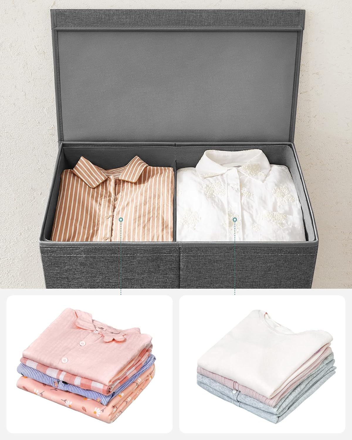 Songmics Υφασμάτινο Καλάθι Απλύτων - 142L - Dark Grey - LCB002G02