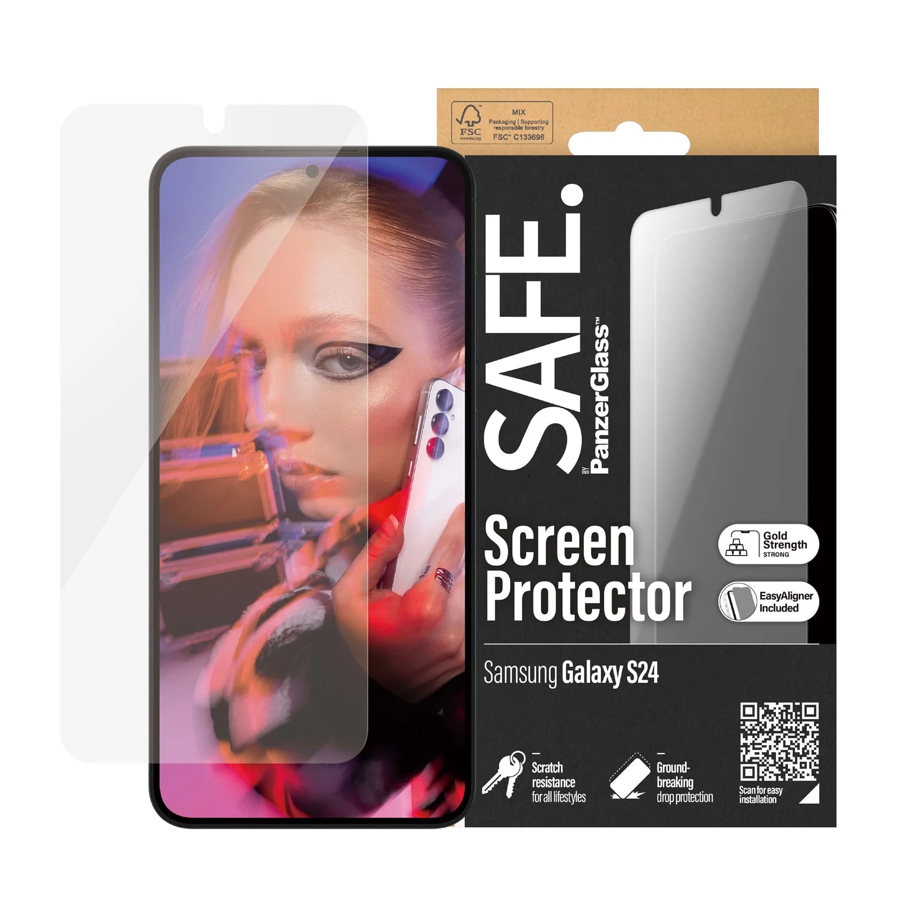 Safe by PanzerGlass Samsung Galaxy S24 - Ultra-Wide Fit W. EasyAligner Case Friendly Full Screen Αντιχαρακτικό Γυαλί Οθόνης - Διάφανο - SAFE95666