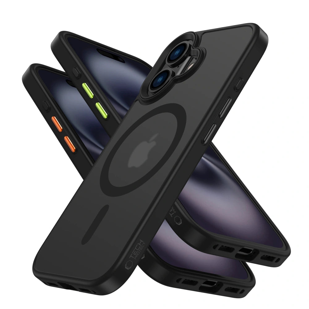Tech-Protect iPhone 16 - MagMat XT 3-Set - Σκληρή Θήκη με Πλαίσιο Σιλικόνης και MagSafe - Ημιδιάφανη / Matte Black