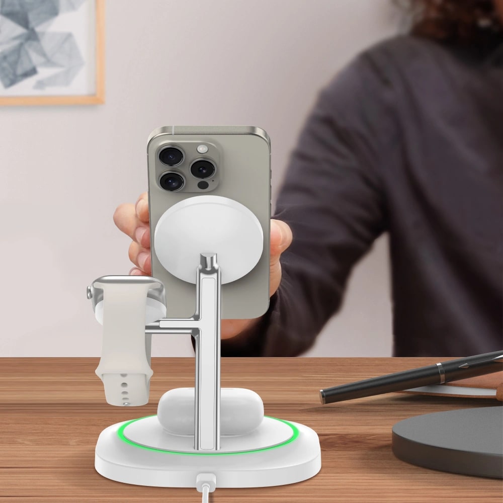 Tech-Protect QI15W-A46 3in1 Ασύρματος Μαγνητικός Φορτιστής MagSafe - White