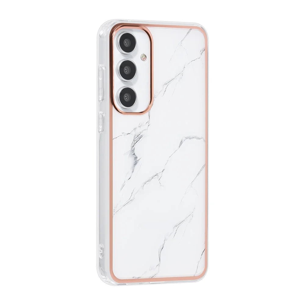 Tuniq Samsung Galaxy A55 5G - Σκληρή Θήκη με Πλαίσιο Σιλικόνης - Σχέδιο Μάρμαρο - Λευκή