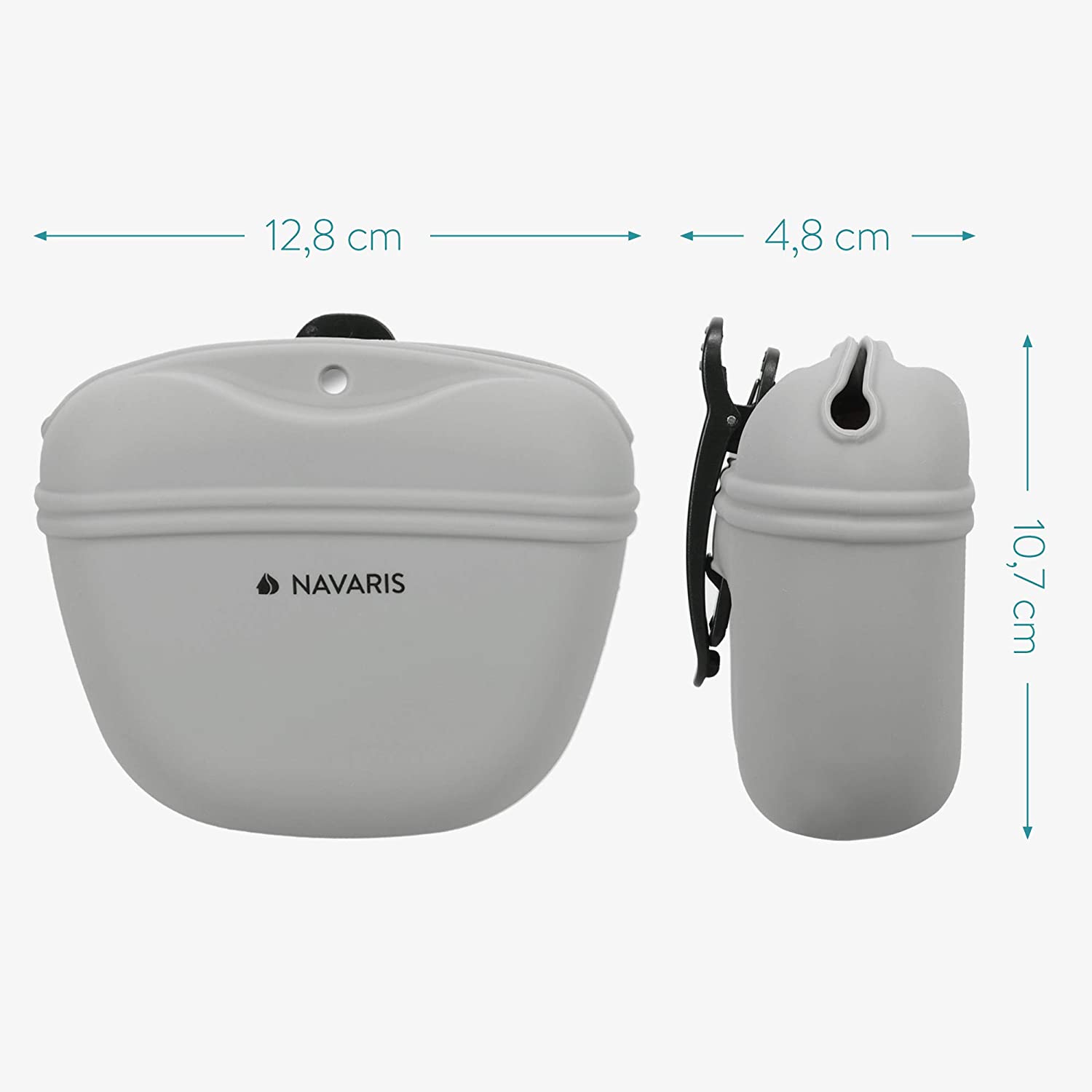 Navaris Σετ με 2 Θήκες Τροφής Εκπαίδευσης Σκύλων με Κλιπ για Ζώνη - Grey - Blue - 51332.01