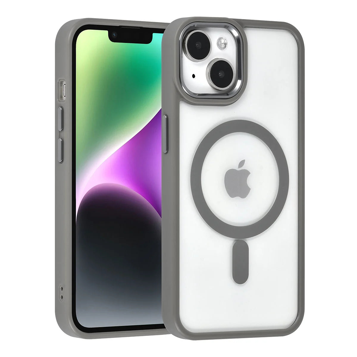 Tuniq iPhone 13 / iPhone 14 - MagSafe Σκληρή Θήκη με Πλαίσιο Σιλικόνης - Γκρι / Διάφανη