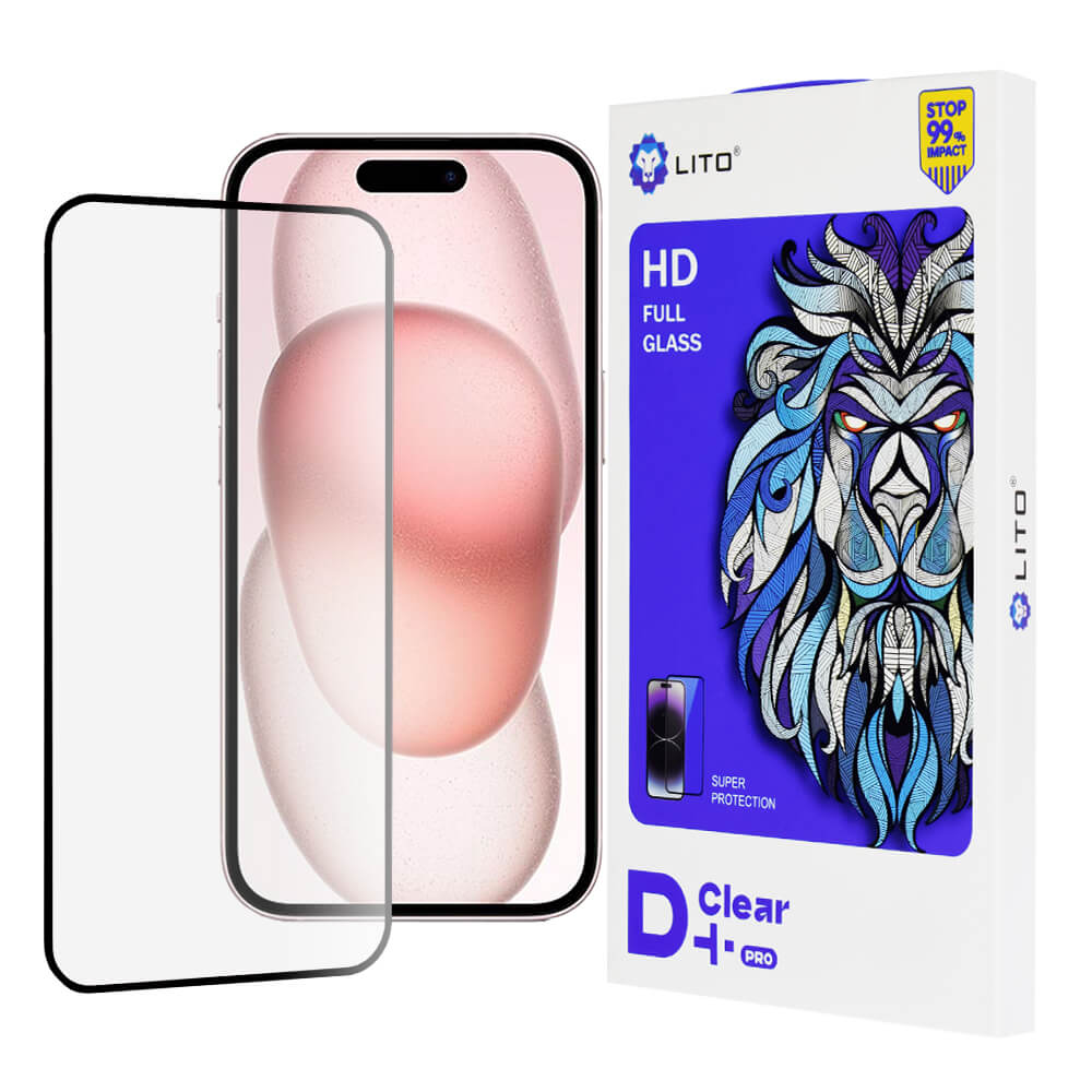 Lito iPhone 15 - D+ Pro Clear - Full Screen Αντιχαρακτικό Γυαλί Tempered Glass - Black
