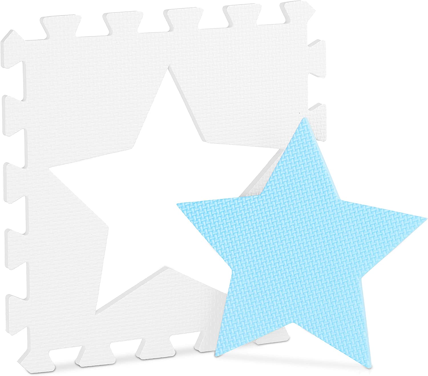 Relaxdays Χαλάκι Παζλ 9 Τεμαχίων για Παιδιά - Design Stars - White / Blue - 4052025890100