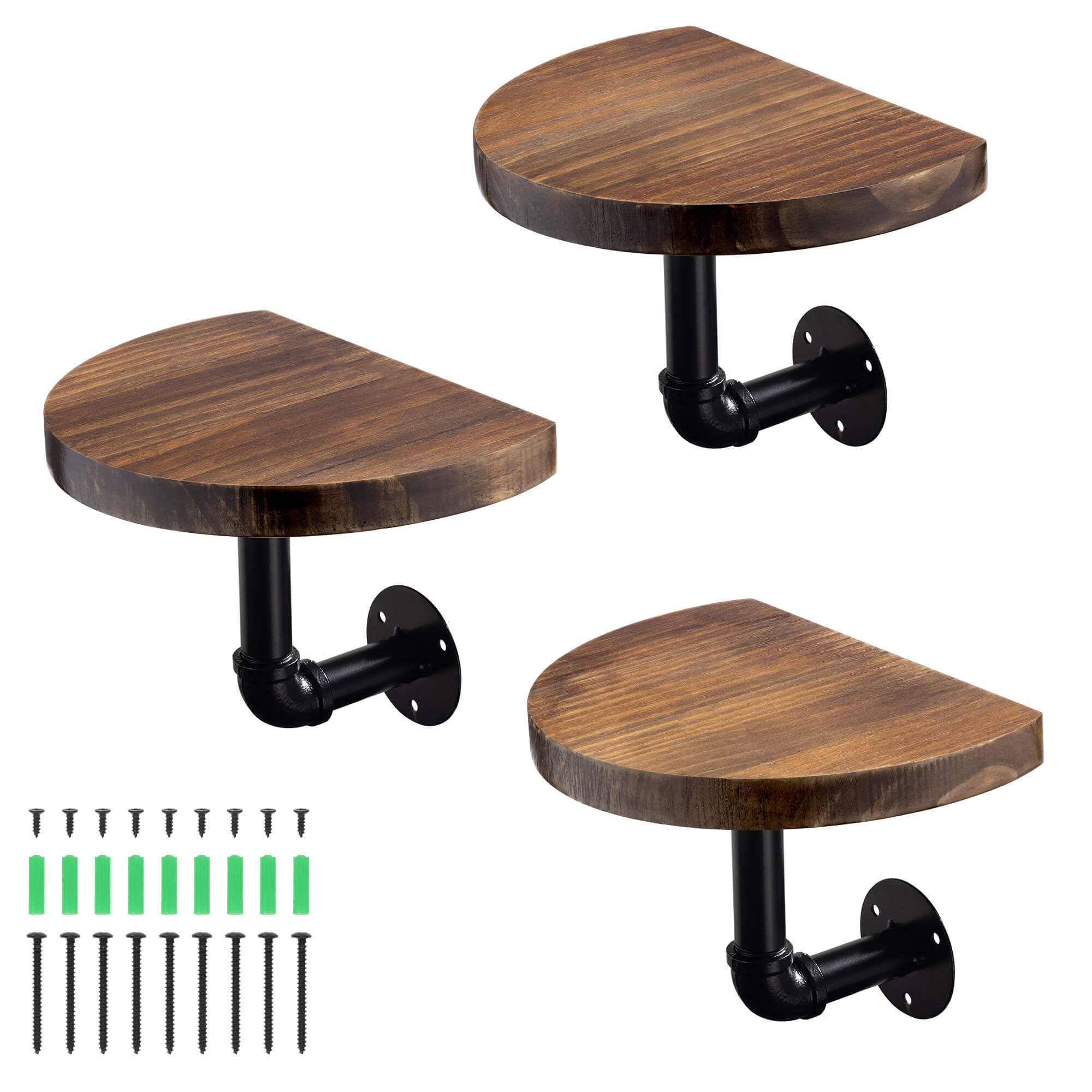 Navaris Σετ με 3 Ράφια με Βάση - 20 x 15 x 17 cm - Dark Brown - 53785.18