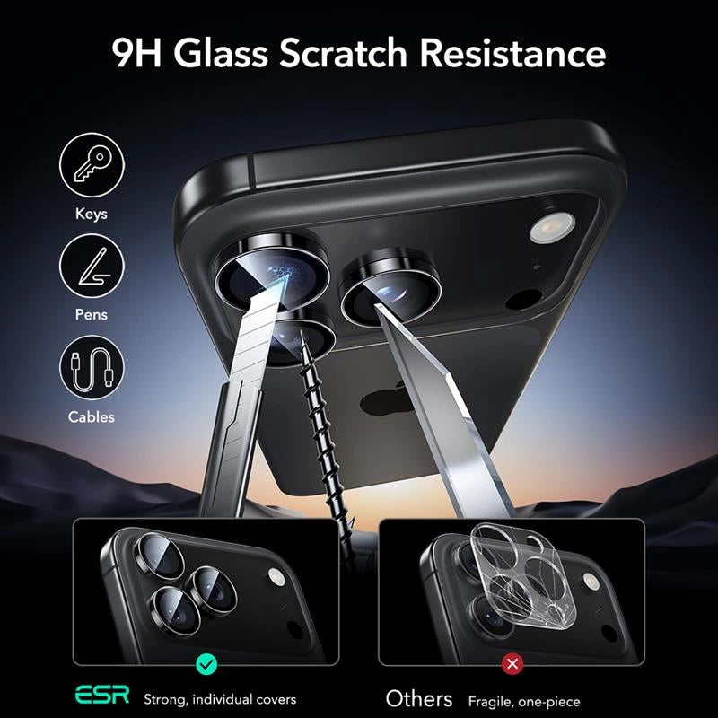 ESR iPhone 14 Pro / Pro Max / 15 Pro / Pro Max /16 Pro / Pro Max / 17 Pro / Pro Max Armorite - Αντιχαρακτικό Γυαλί για την Κάμερα - Black